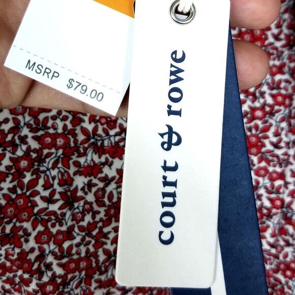 Court & Rowe Red Ditsy Fields Print Floral Button Up Shirt - Picture 10 of 11